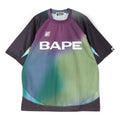 A Bathing Ape Tie Dye Sta Stripe Pattern Relaxed Fit Football Jersey Tee M (Black) T-shirt Top