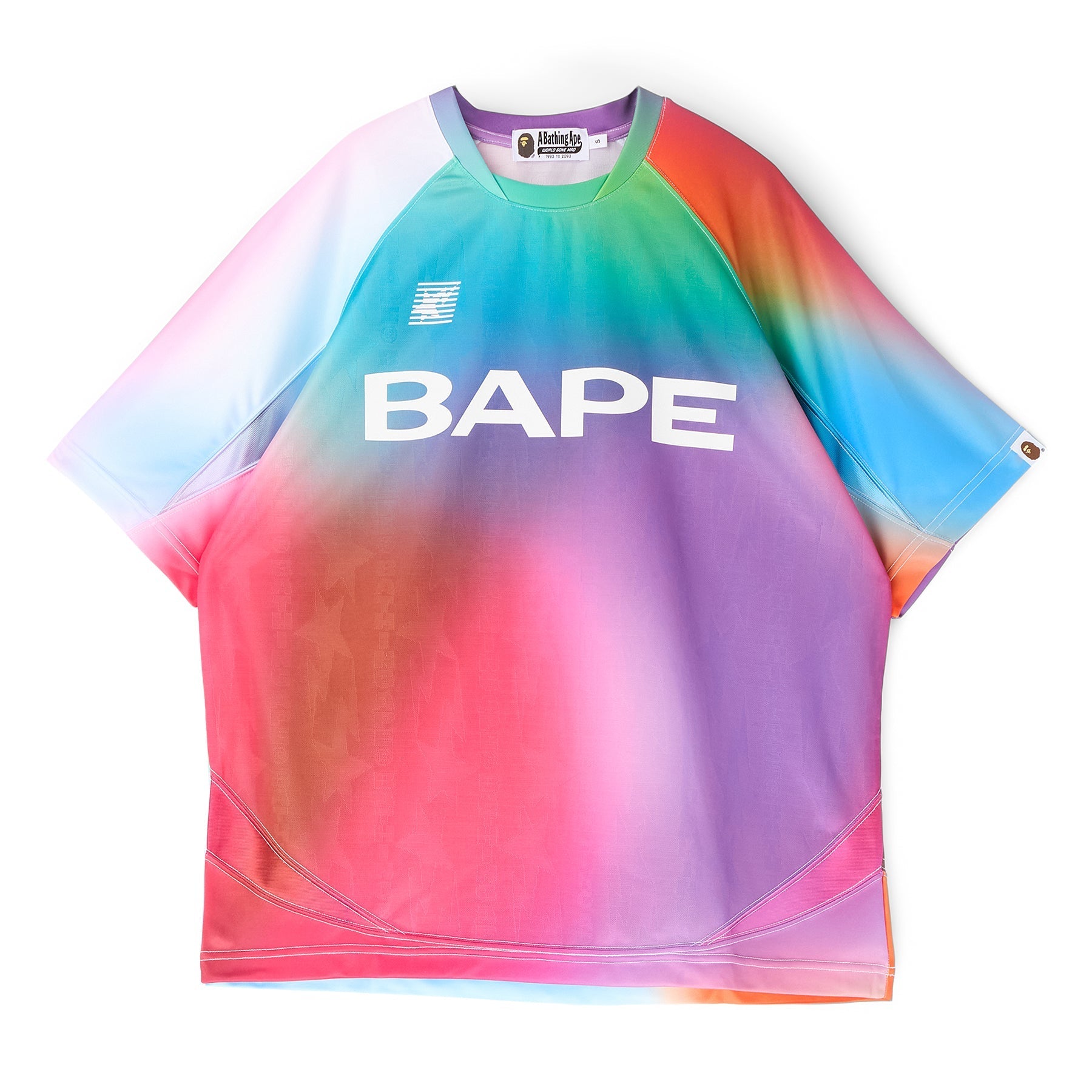 A Bathing Ape Tie Dye Sta Stripe Pattern Relaxed Fit Football Jersey Tee M (Multi) T-shirt Top