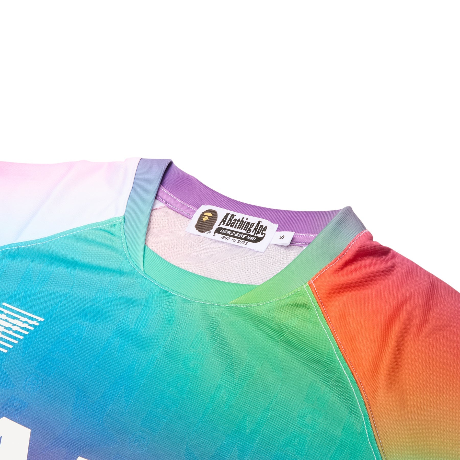 A Bathing Ape Tie Dye Sta Stripe Pattern Relaxed Fit Football Jersey Tee M (Multi) T-shirt Top