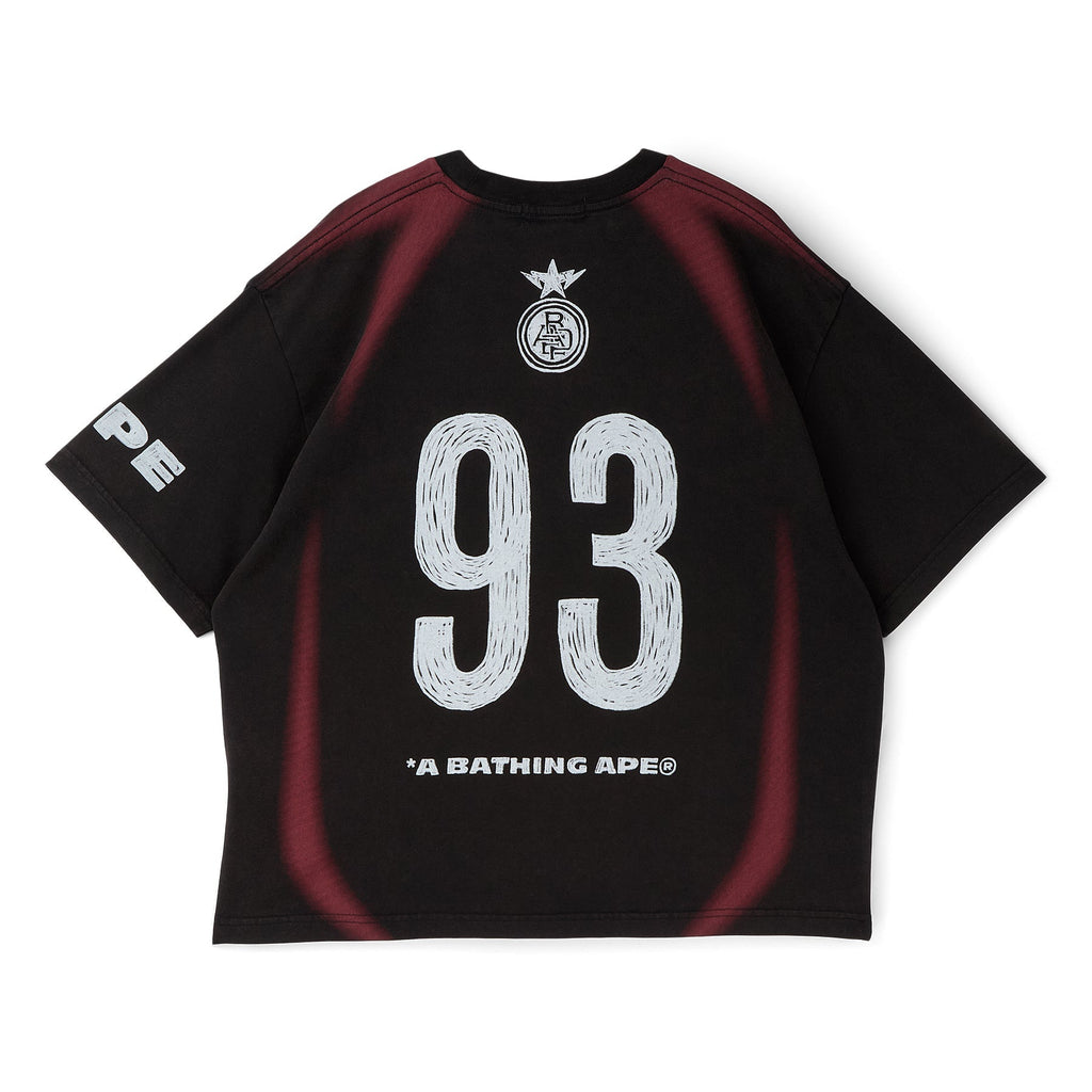 A Bathing Ape Heavy Wash Hand Draw Football Multi Logo Relaxed Fit Tee M (Black) T-shirt Top