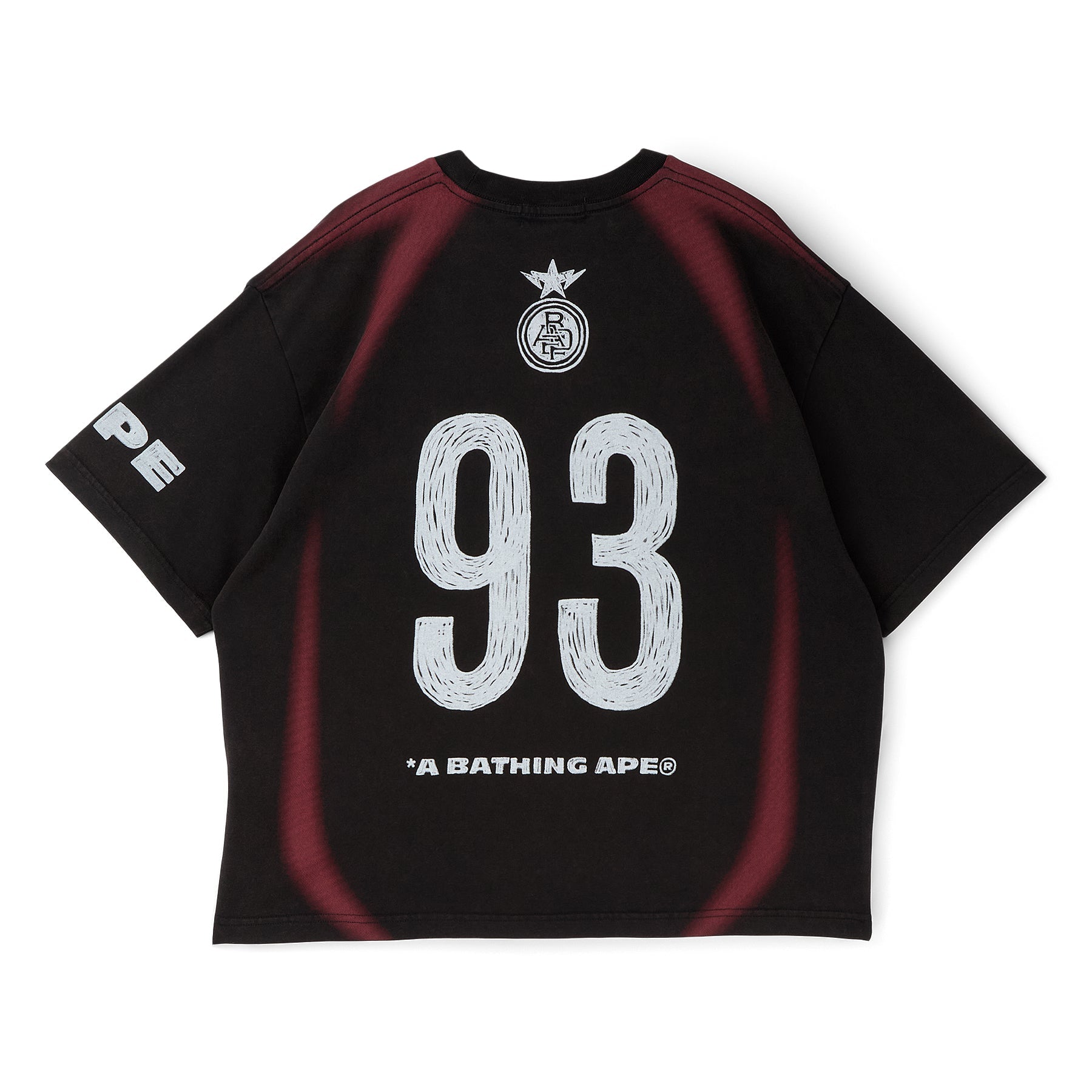 A Bathing Ape Heavy Wash Hand Draw Football Multi Logo Relaxed Fit Tee M (Black) T-shirt Top