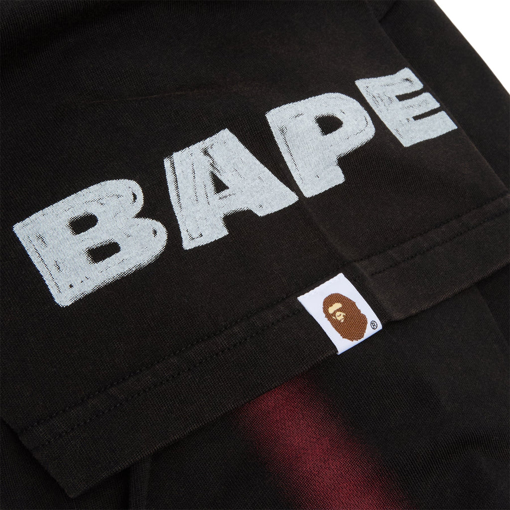 A Bathing Ape Heavy Wash Hand Draw Football Multi Logo Relaxed Fit Tee M (Black) T-shirt Top