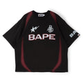 A Bathing Ape Heavy Wash Hand Draw Football Multi Logo Relaxed Fit Tee M (Black) T-shirt Top