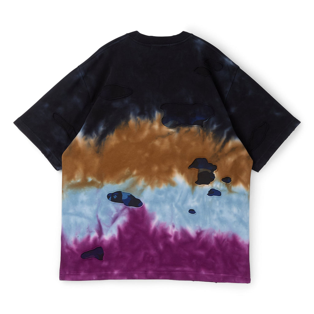 A Bathing Ape Color Camo Tie Dye Destroyed Multi Logo Relaxed Fit Tee M (Black) T-shirt Top