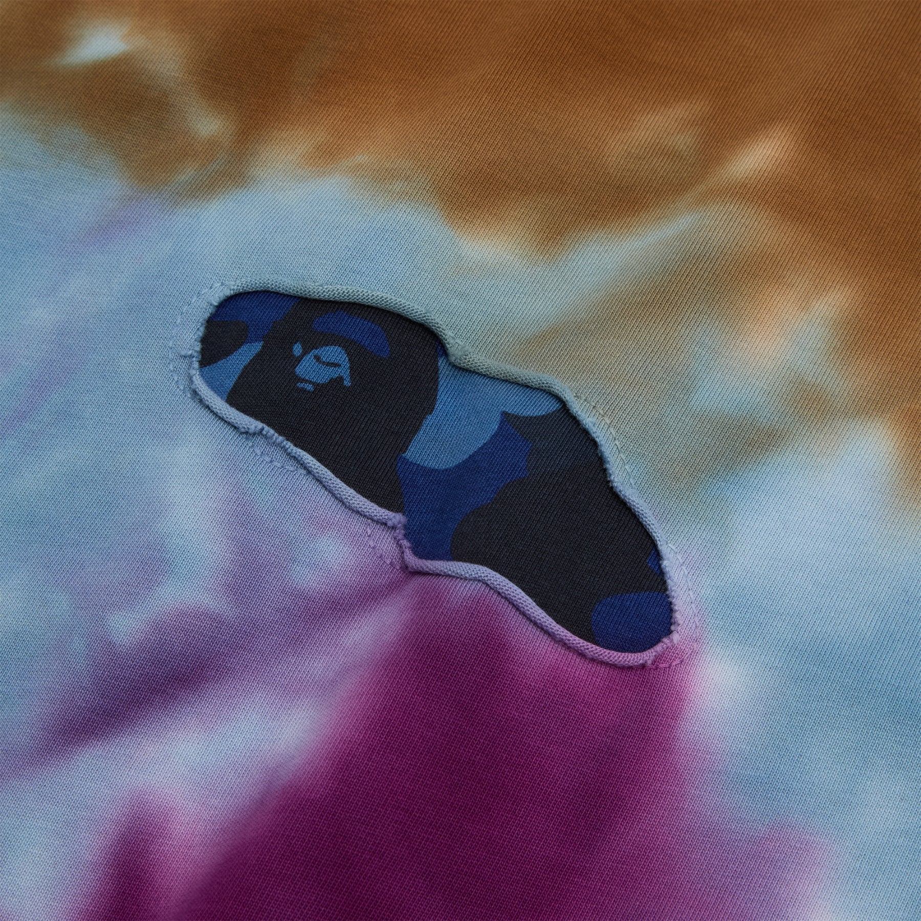 A Bathing Ape Color Camo Tie Dye Destroyed Multi Logo Relaxed Fit Tee M (Black) T-shirt Top