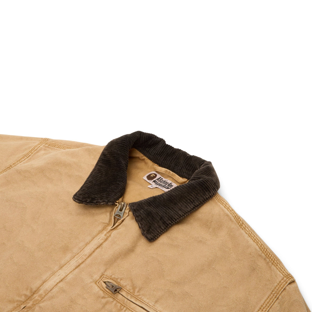 A Bathing Ape Line Camo Jacquard Garment Dyed Padded Work Jacket (Beige) Top