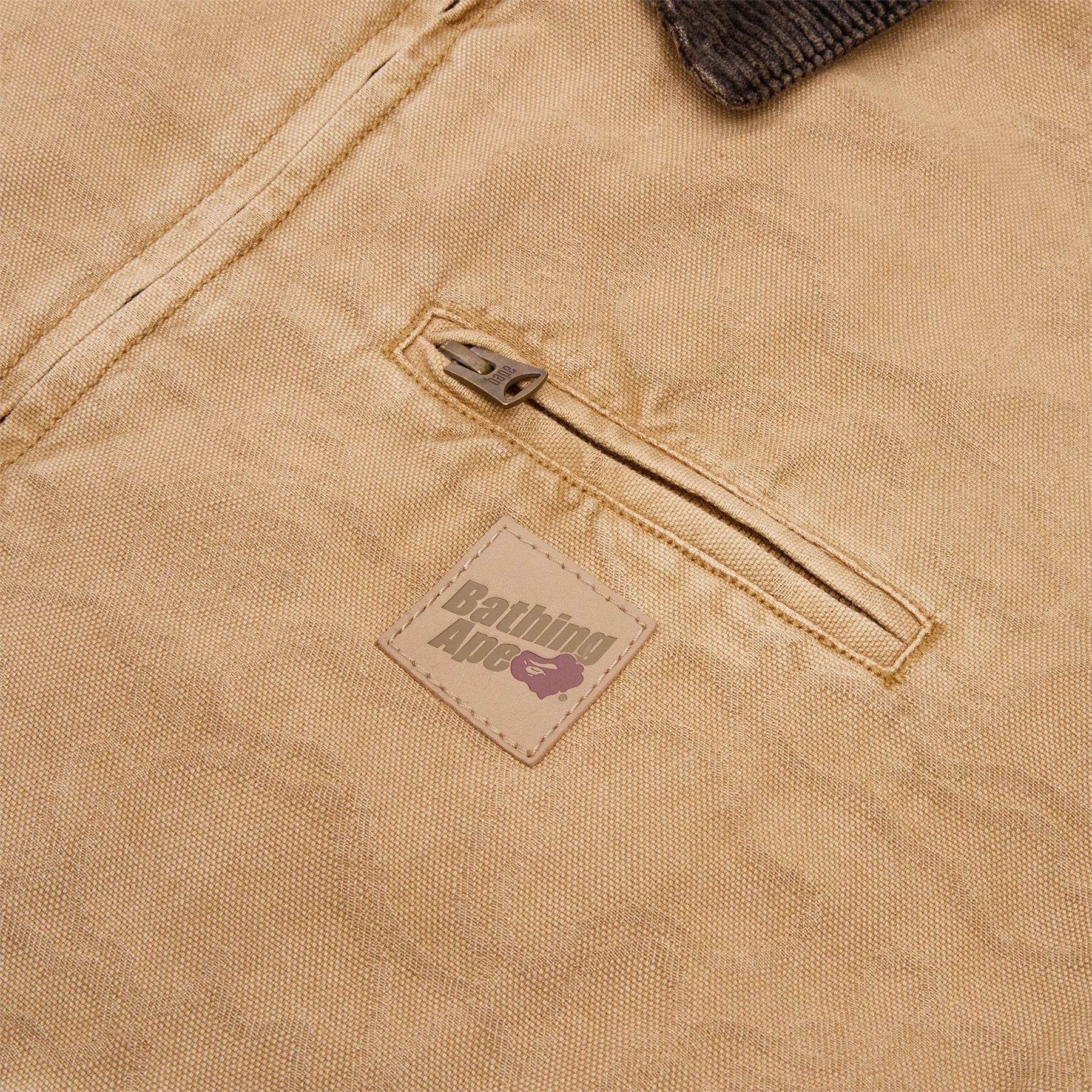A Bathing Ape Line Camo Jacquard Garment Dyed Padded Work Jacket (Beige) Top