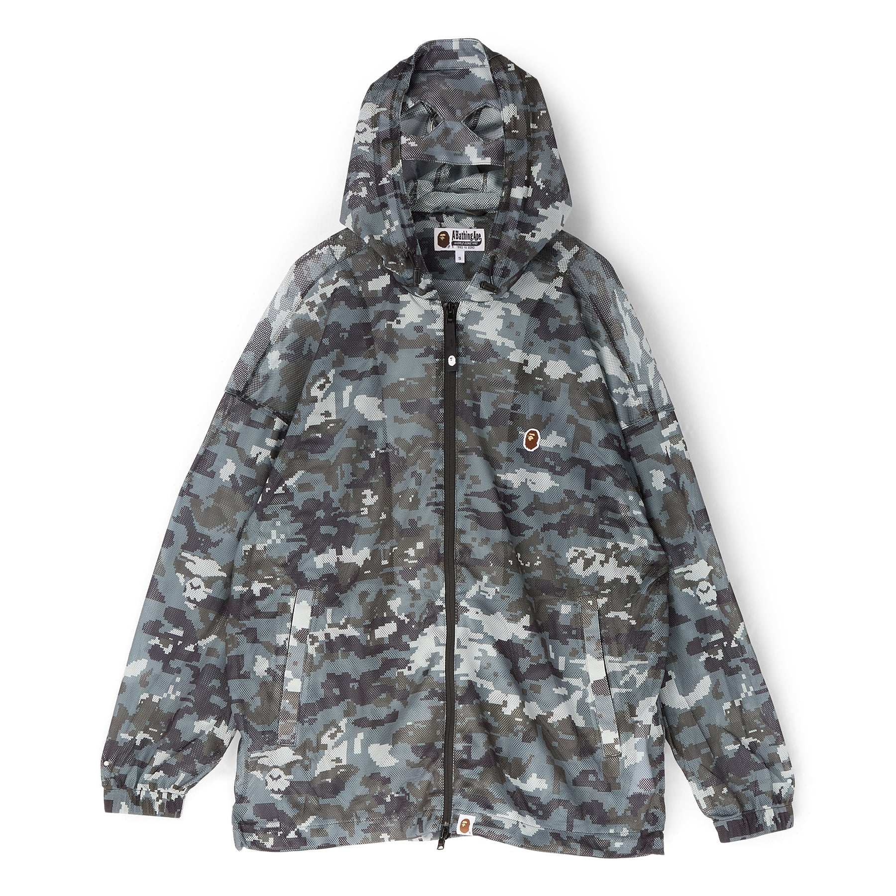 A Bathing Ape Multi Pixel Camo Mesh Hoodie Jacket M (Black) Top