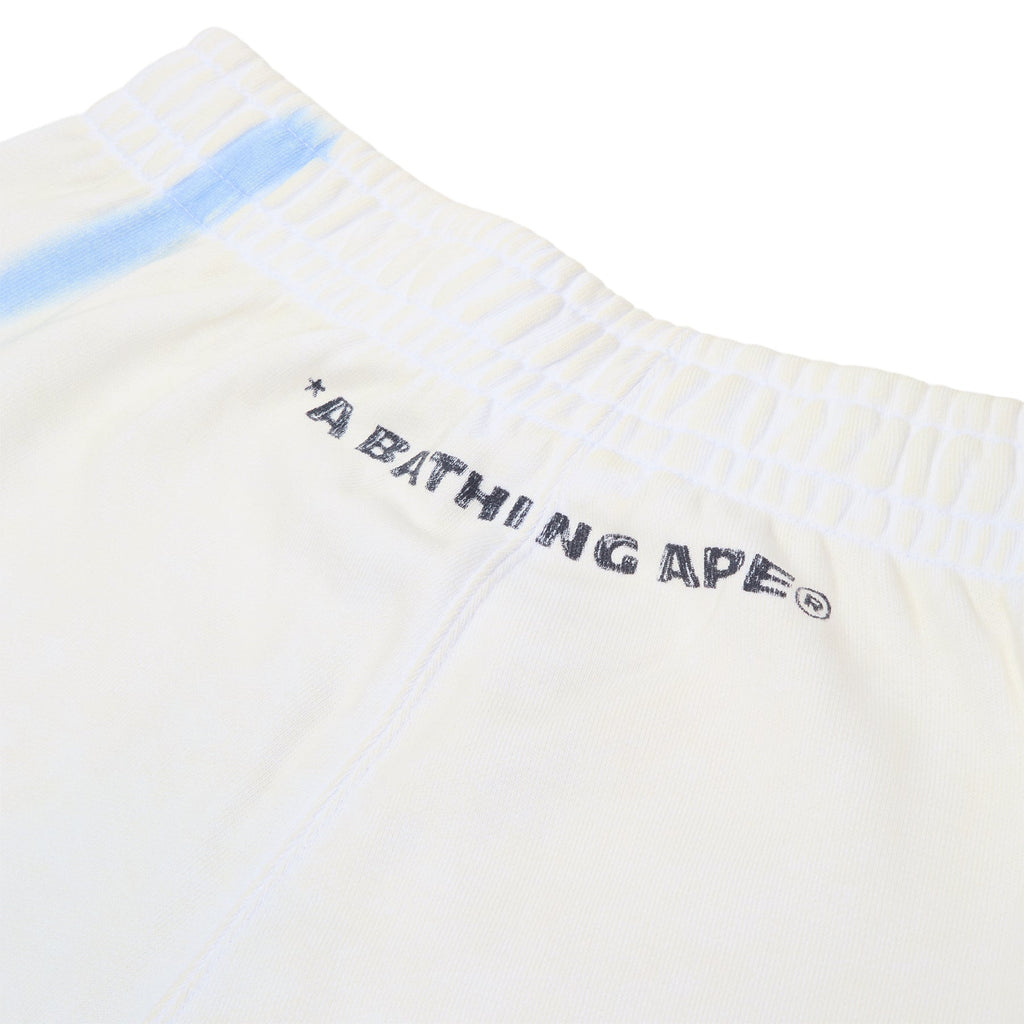 A Bathing Ape Heavy Wash Hand Draw Football Logo Relaxed Fit Sweat Shorts M (White) Trousers