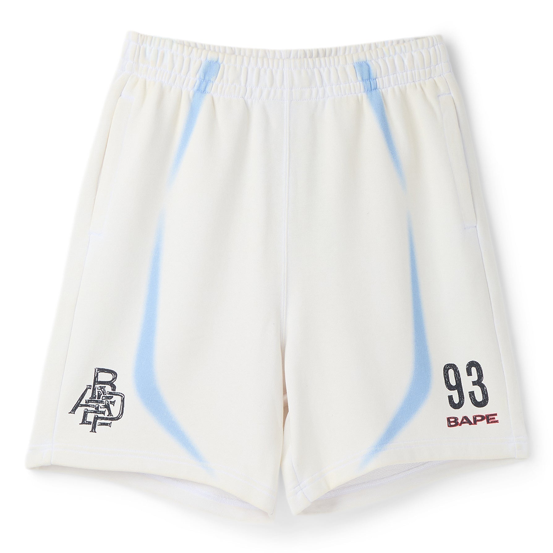 A Bathing Ape Heavy Wash Hand Draw Football Logo Relaxed Fit Sweat Shorts M (White) Trousers
