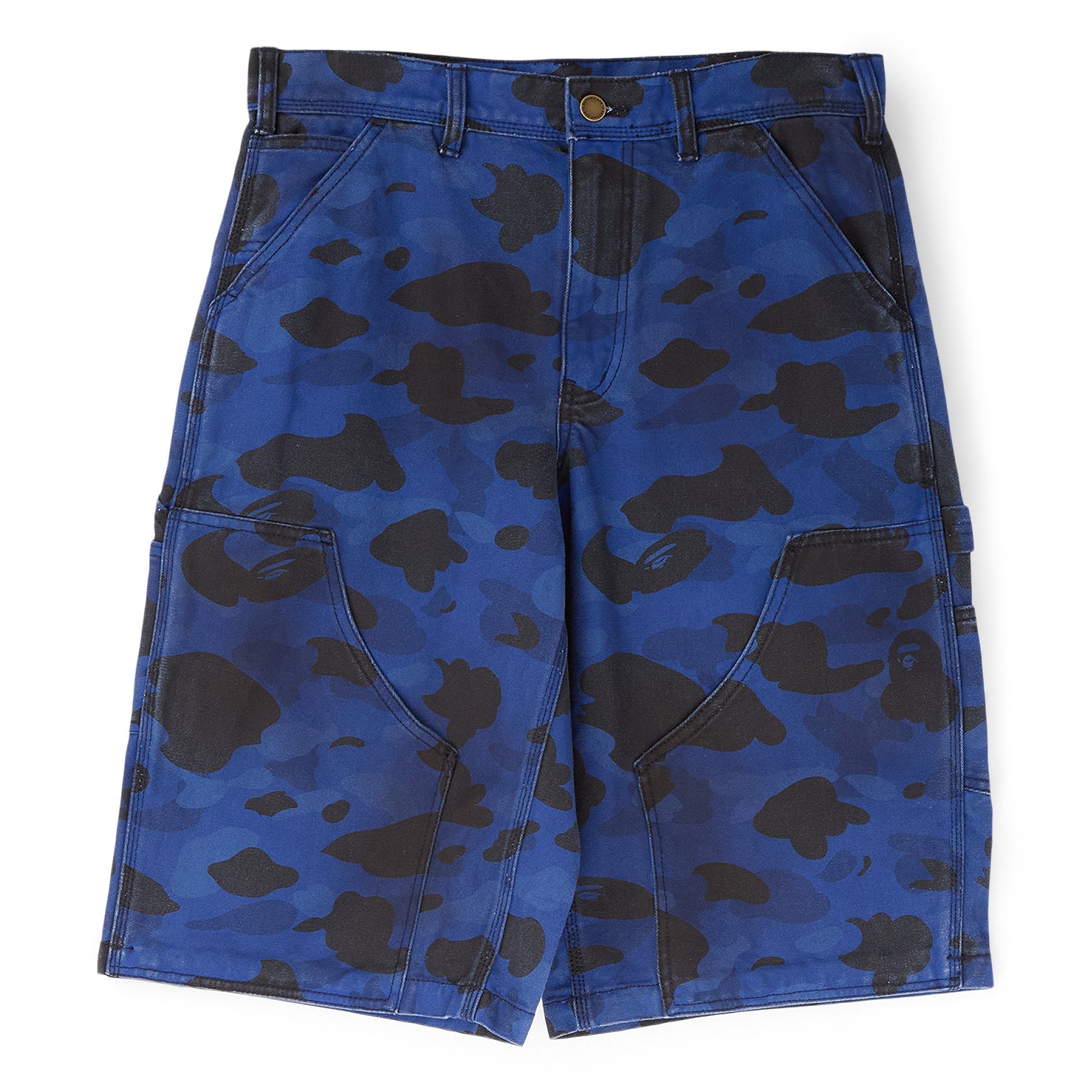 A Bathing Ape Solid 1St Camo Garment Dyed Relaxed Fit Work Shorts M (Navy) Trousers