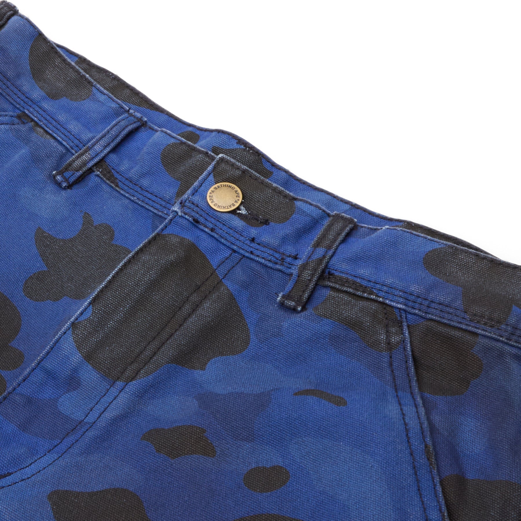 A Bathing Ape Solid 1St Camo Garment Dyed Relaxed Fit Work Shorts M (Navy) Trousers