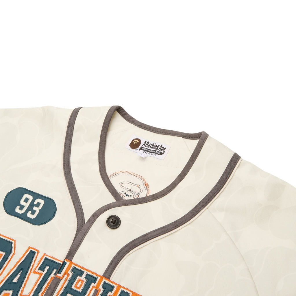A Bathing Ape Solid Camo Multi Logo Baseball Ss Shirt M (Ivory) Top