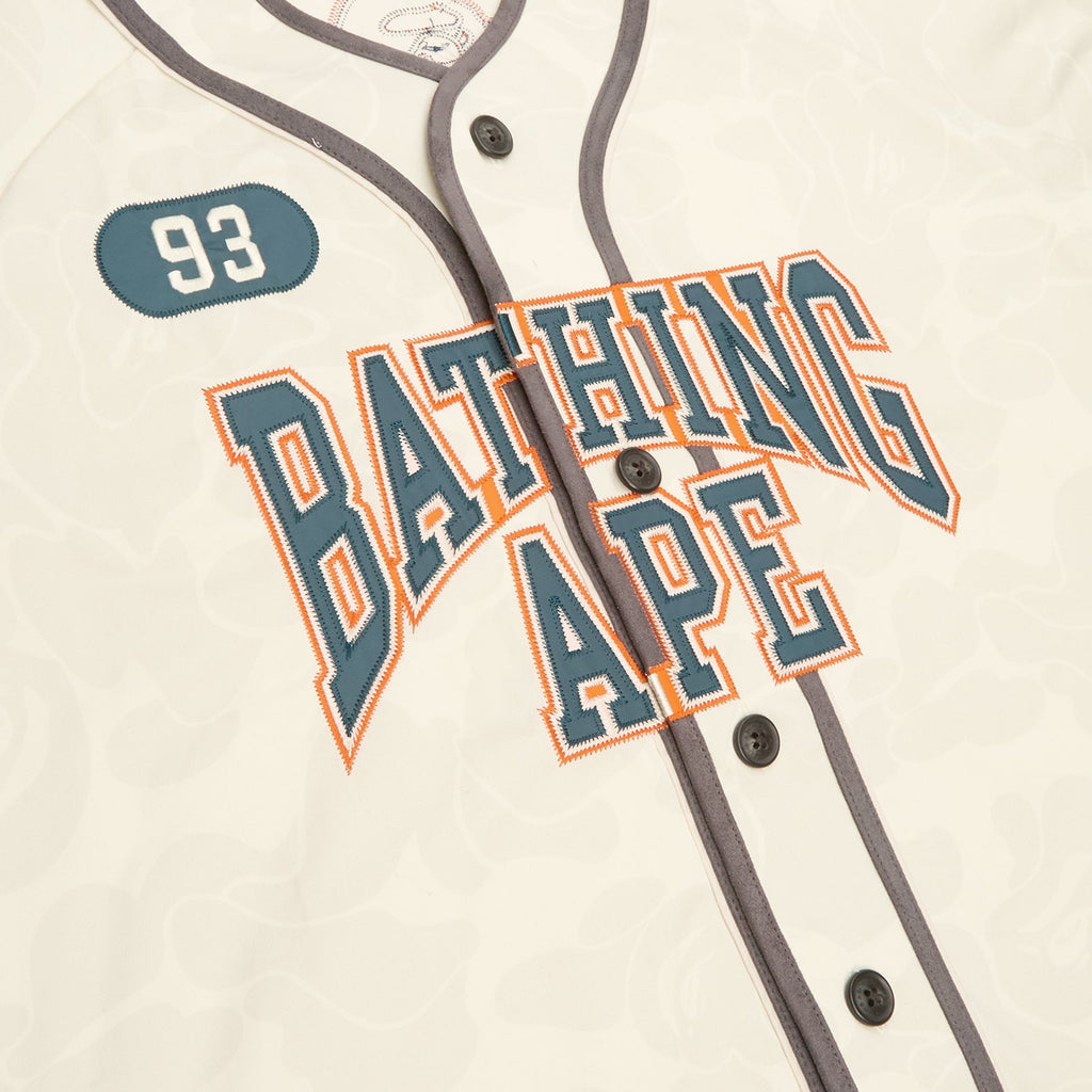 A Bathing Ape Solid Camo Multi Logo Baseball Ss Shirt M (Ivory) Top