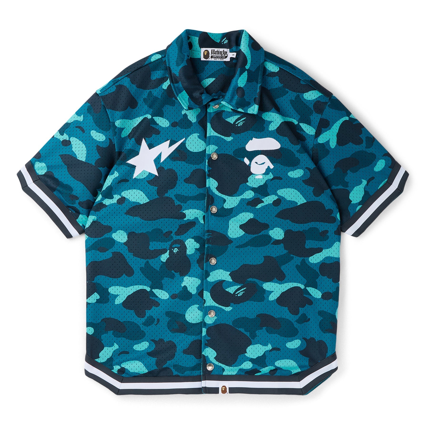 A Bathing Ape Color Camo Warm Up Ss Shirt M (Green) Top