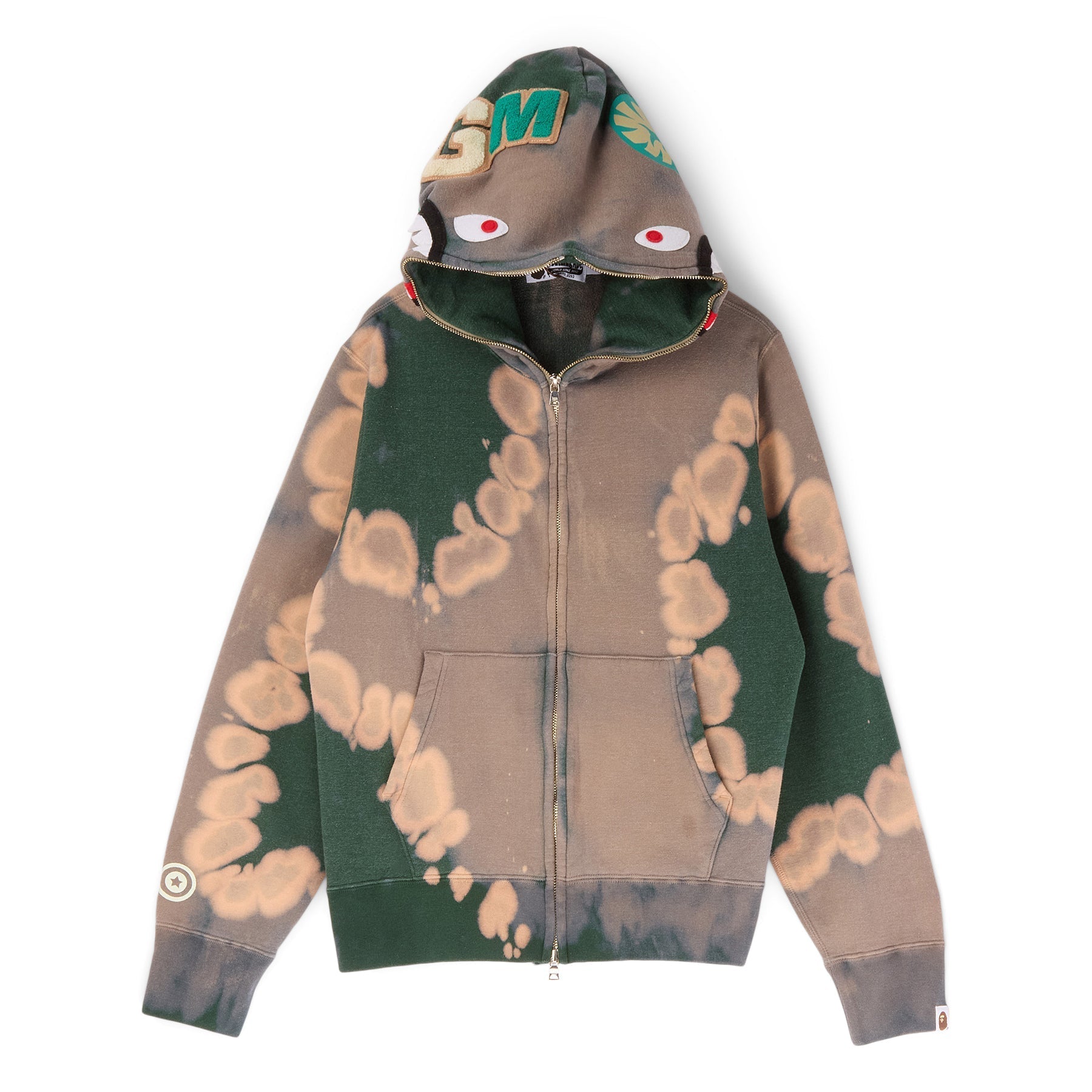 A Bathing Ape Hand Dye Shark Full Zip Hoodie (Green) Top