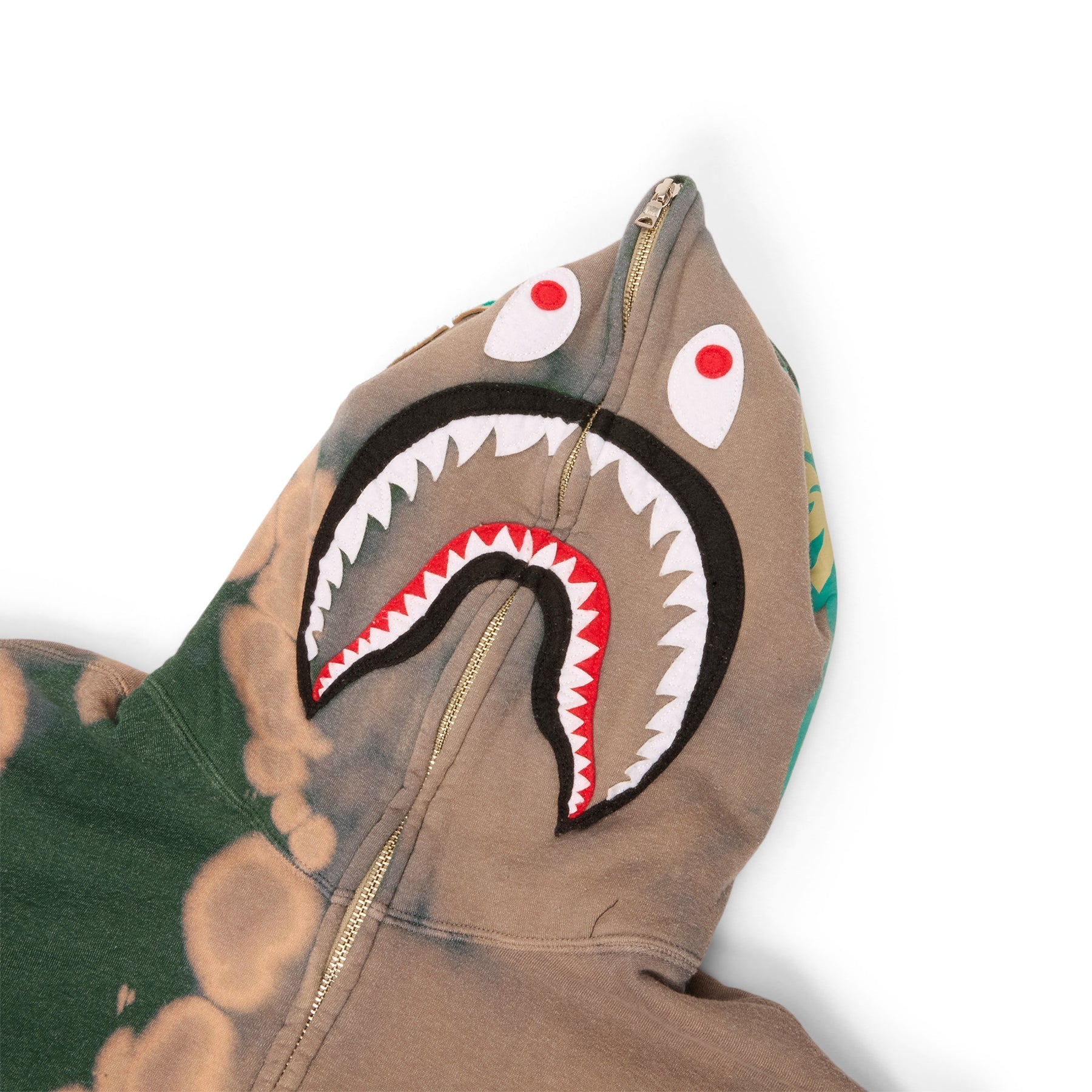 A Bathing Ape Hand Dye Shark Full Zip Hoodie (Green) Top
