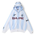 A Bathing Ape Hand Draw Football Shark Relaxed Fit Full Zip Hoodie M (White) Top
