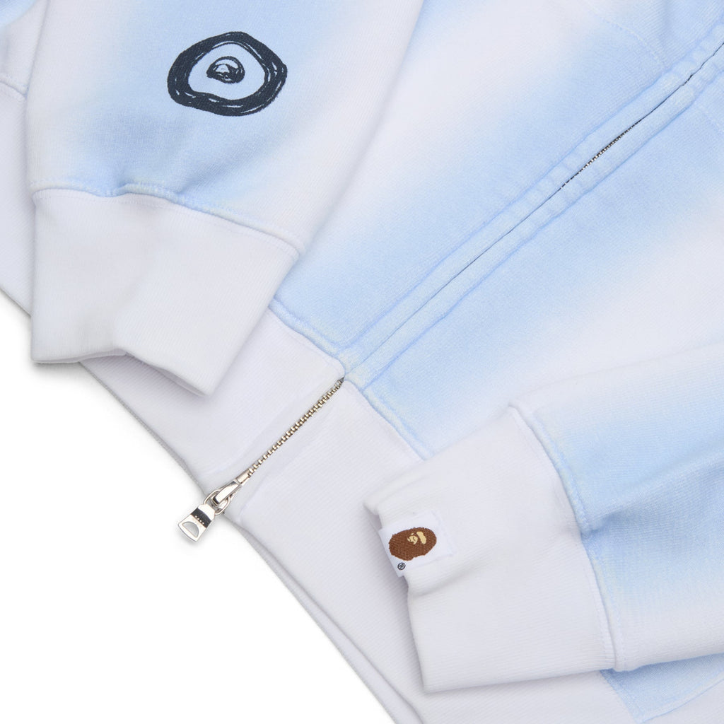 A Bathing Ape Hand Draw Football Shark Relaxed Fit Full Zip Hoodie M (White) Top