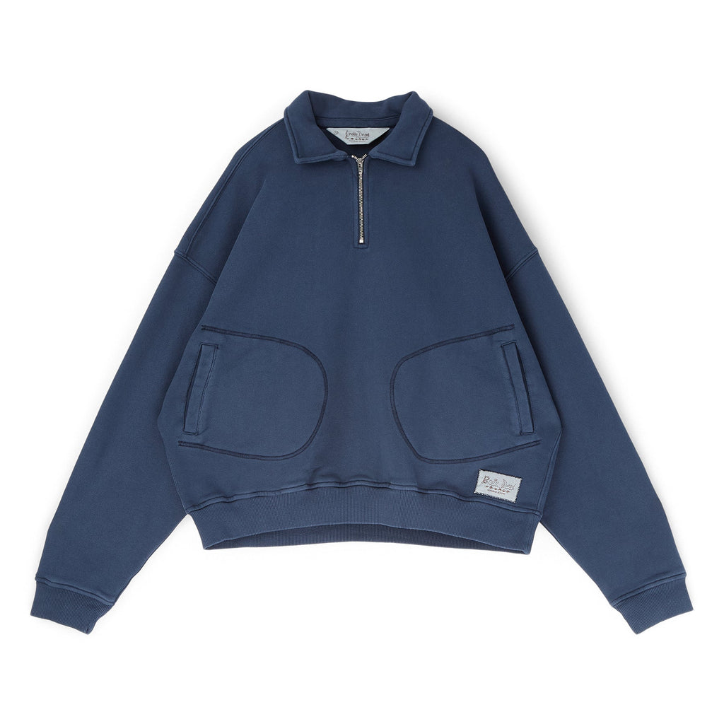 Brain Dead Half Zip Collared Sweatshirt (Midnight) Top