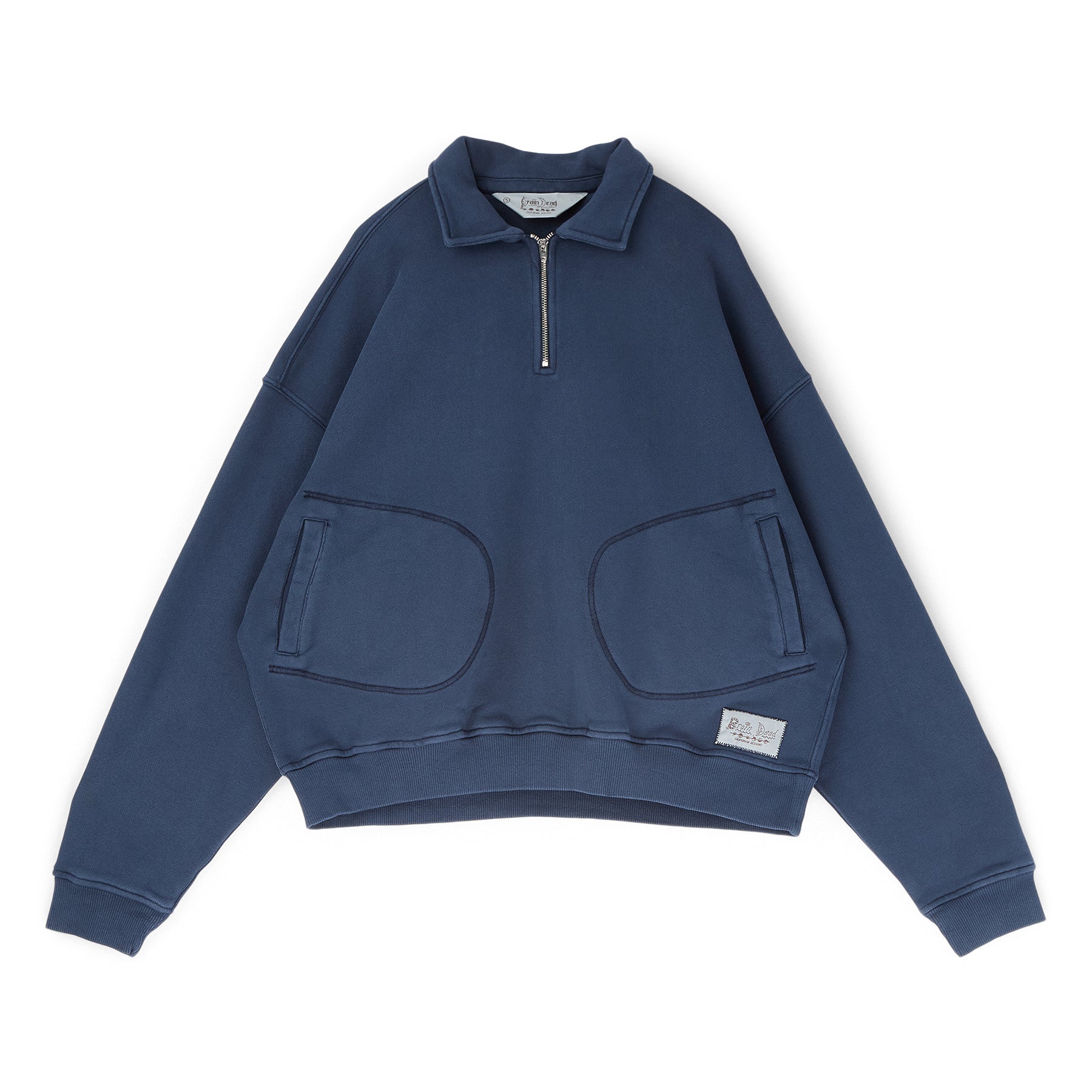 Brain Dead Half Zip Collared Sweatshirt (Midnight) Top