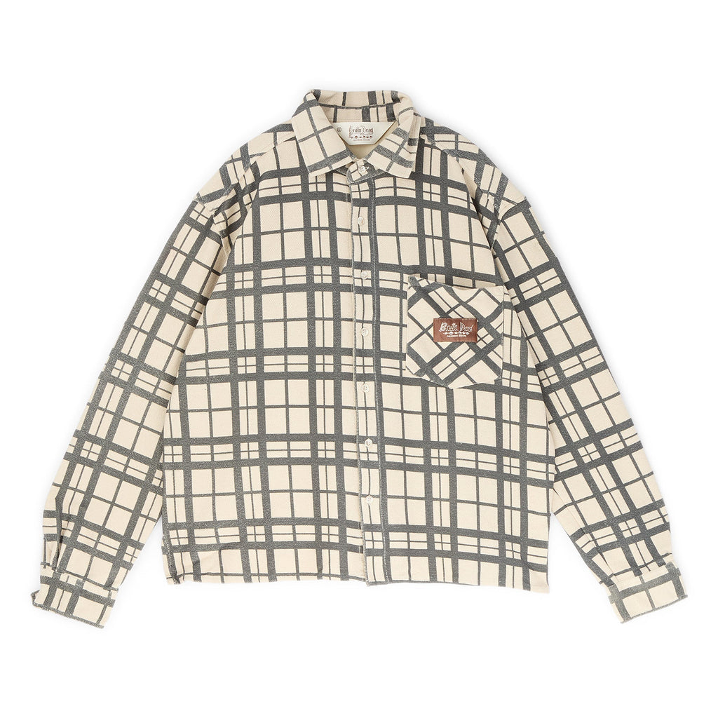 Brain Dead Plaid French Terry Button Up (Sand) Top