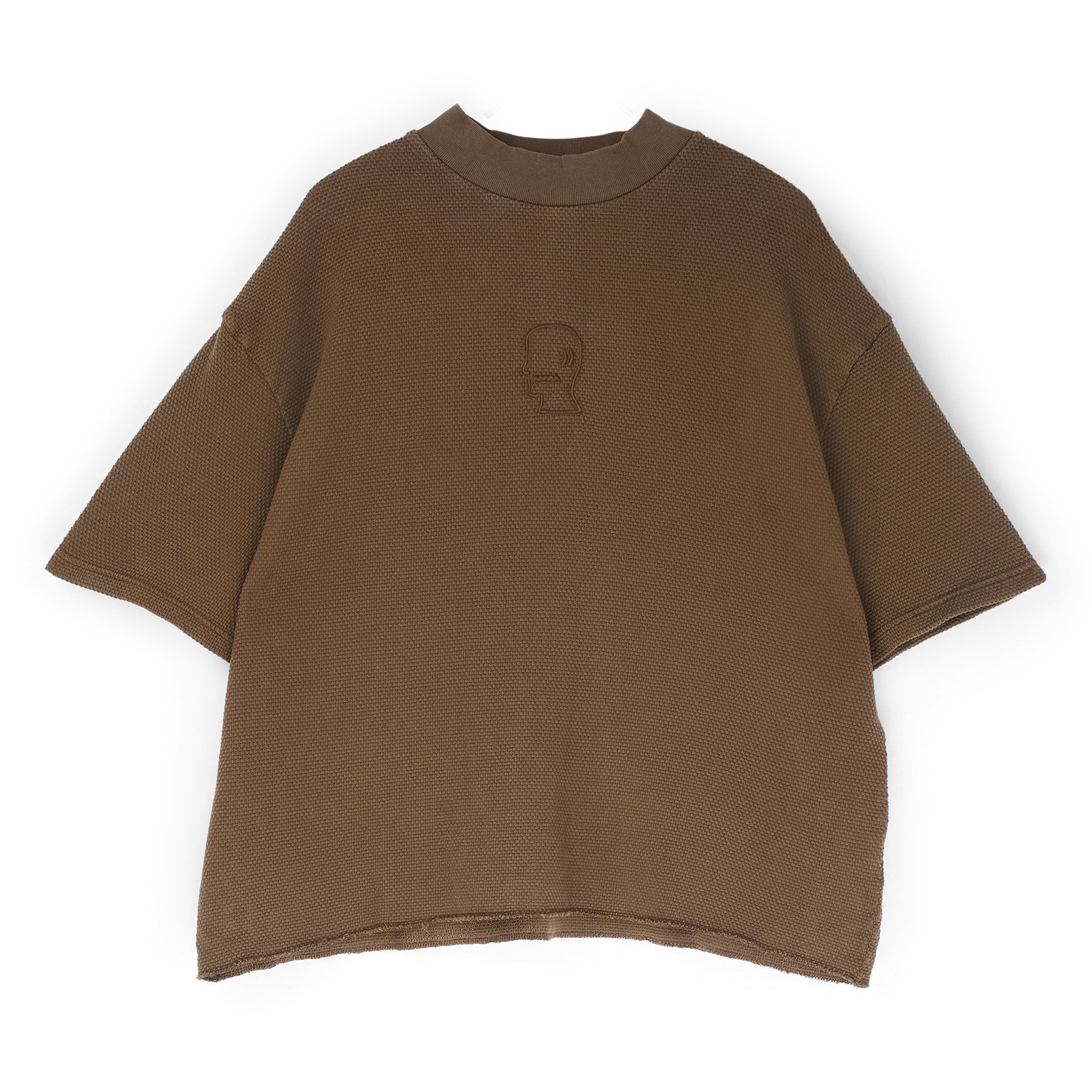 Brain Dead Boxy Thermal Mock Neck T-Shirt (Brown) Top