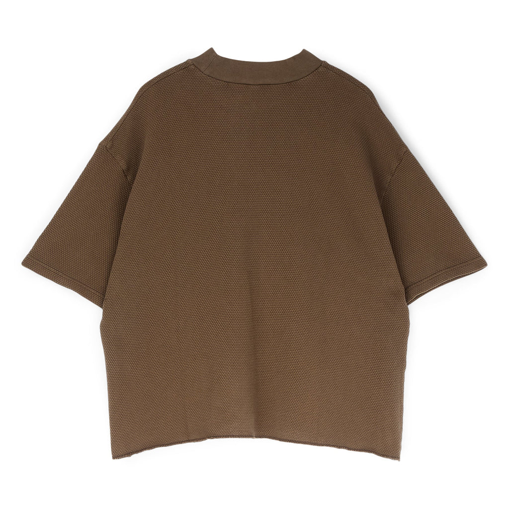 Brain Dead Boxy Thermal Mock Neck T-Shirt (Brown) Top
