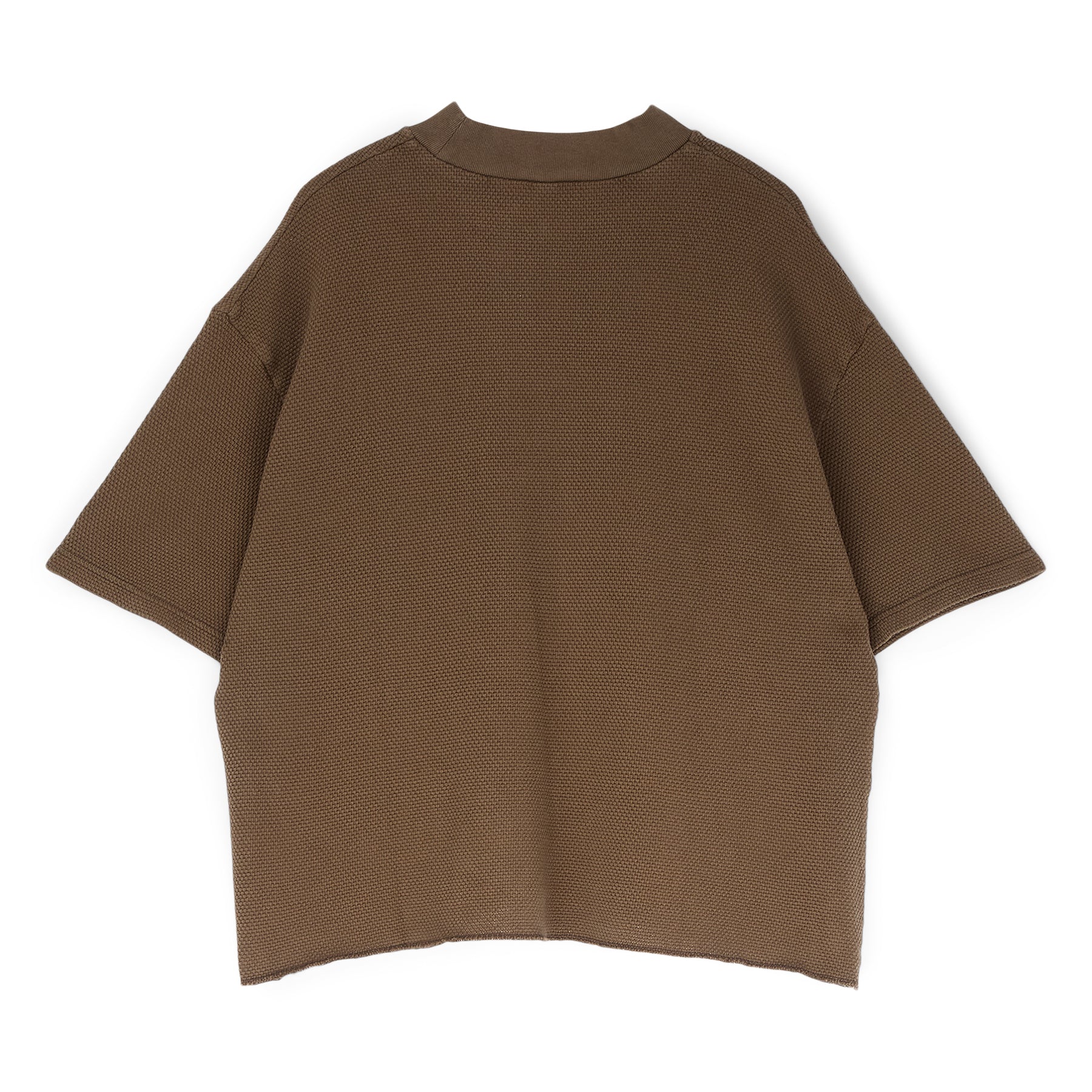 Brain Dead Boxy Thermal Mock Neck T-Shirt (Brown) Top