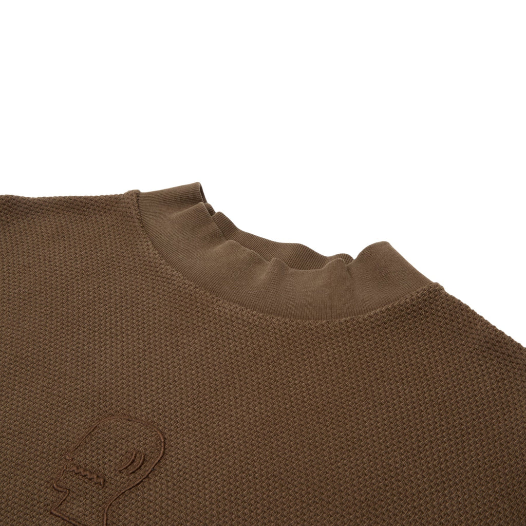 Brain Dead Boxy Thermal Mock Neck T-Shirt (Brown) Top