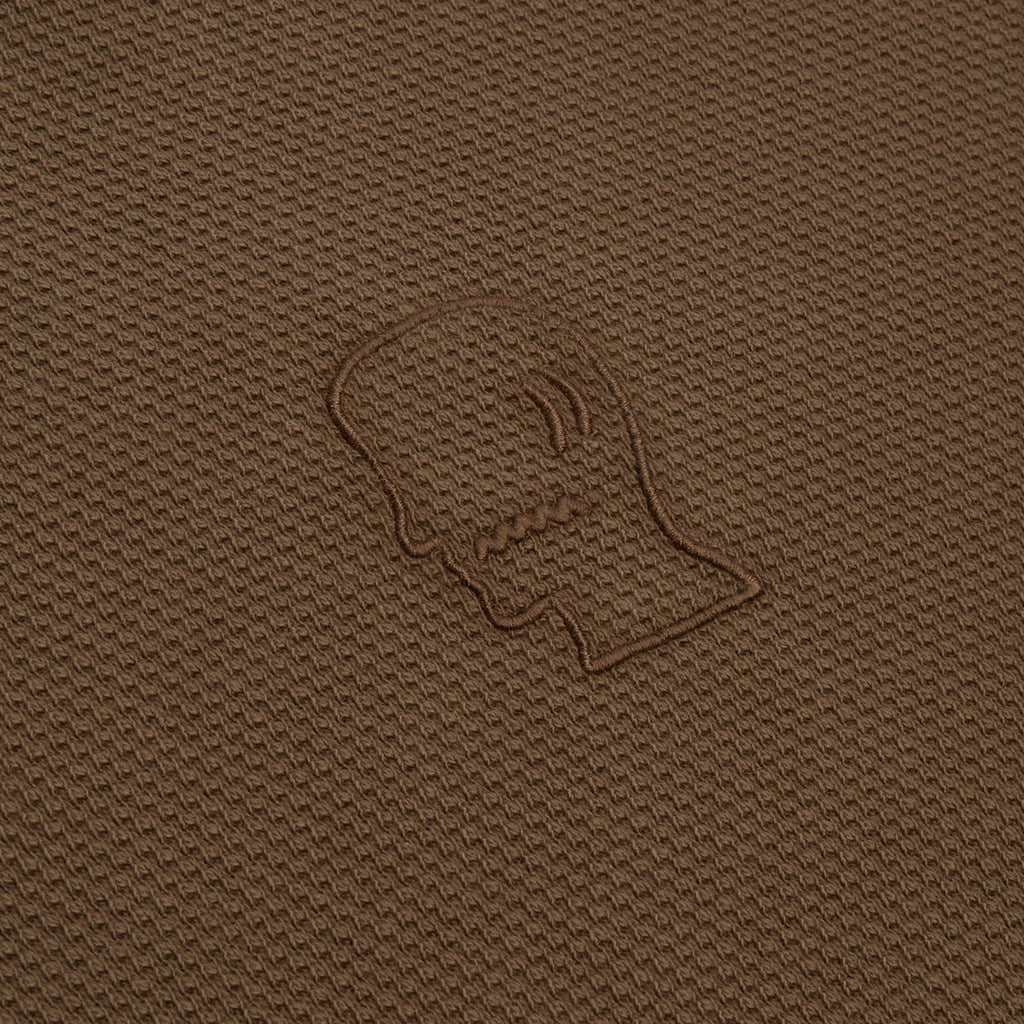 Brain Dead Boxy Thermal Mock Neck T-Shirt (Brown) Top