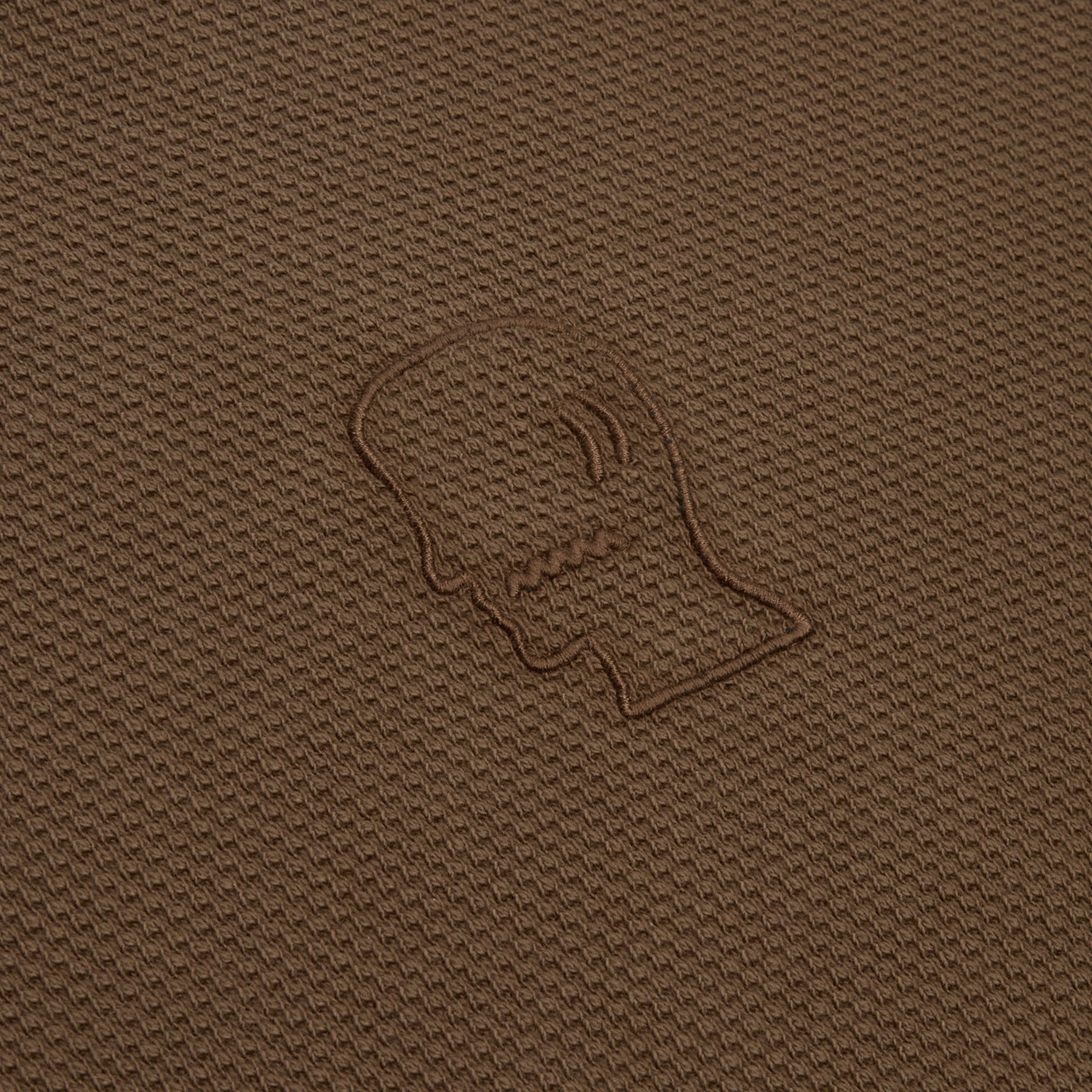 Brain Dead Boxy Thermal Mock Neck T-Shirt (Brown) Top
