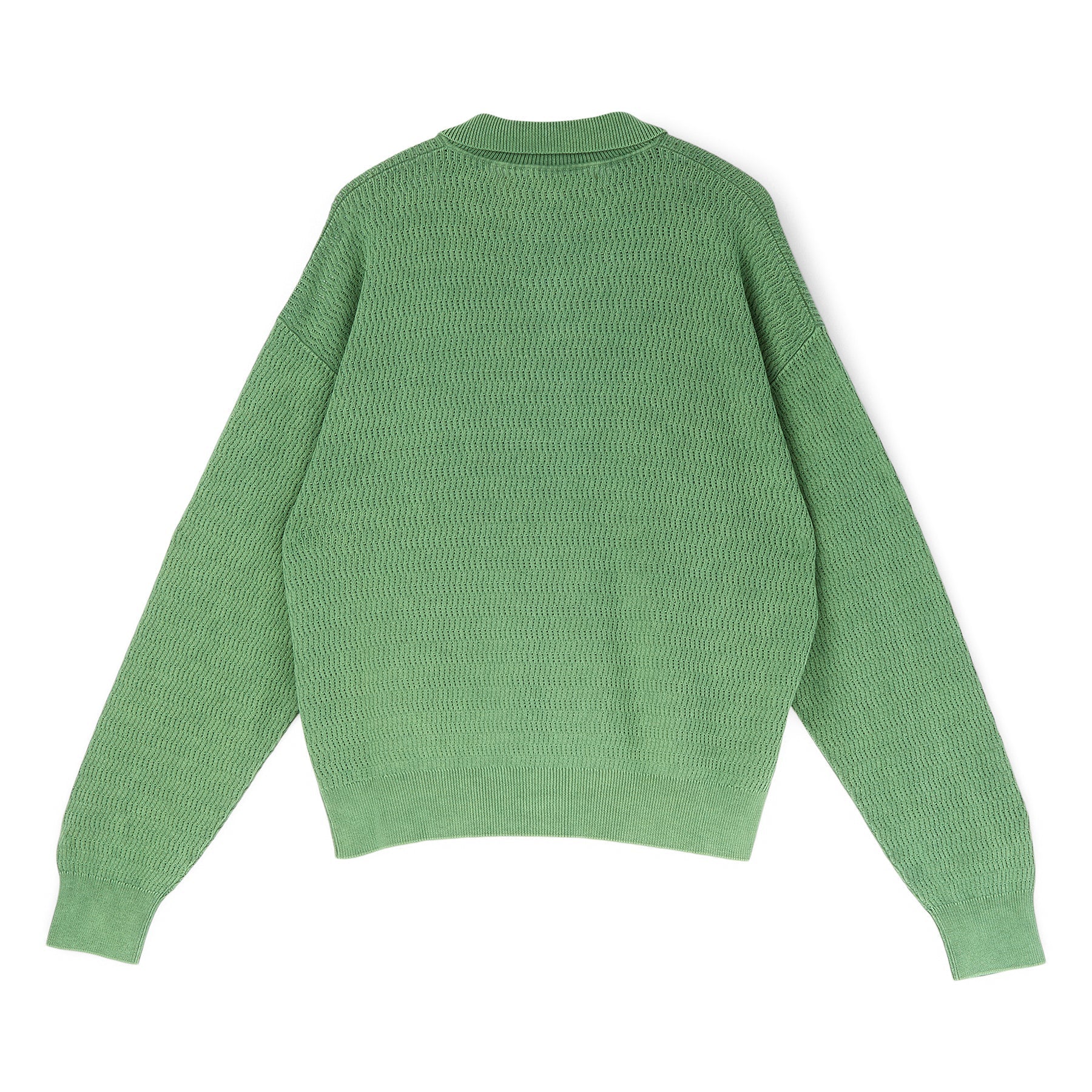 Brain Dead Pigment Dye Long Sleeve Polo Sweater (Green) Top
