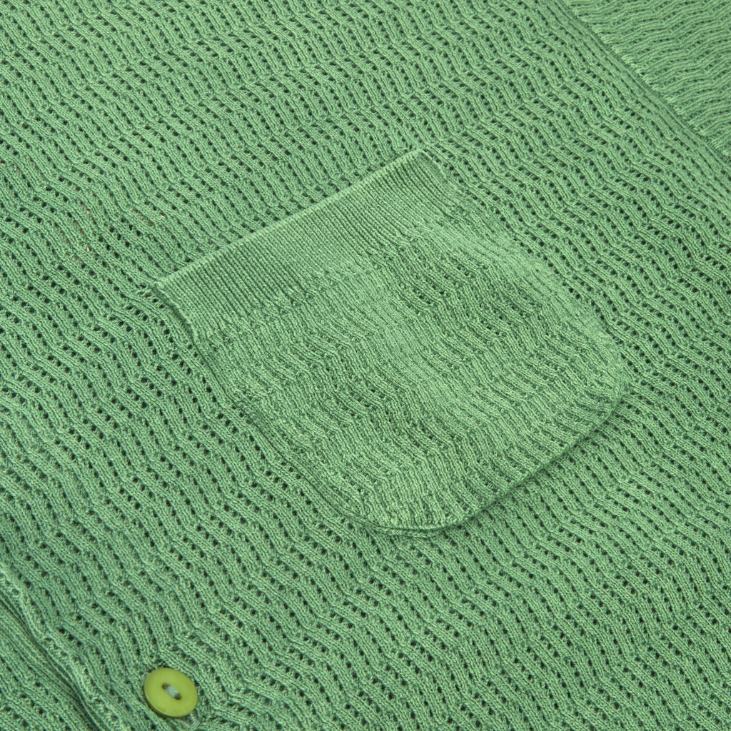 Brain Dead Pigment Dye Long Sleeve Polo Sweater (Green) Top