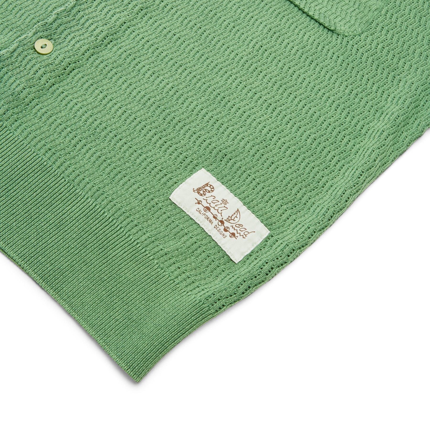 Brain Dead Pigment Dye Long Sleeve Polo Sweater (Green) Top