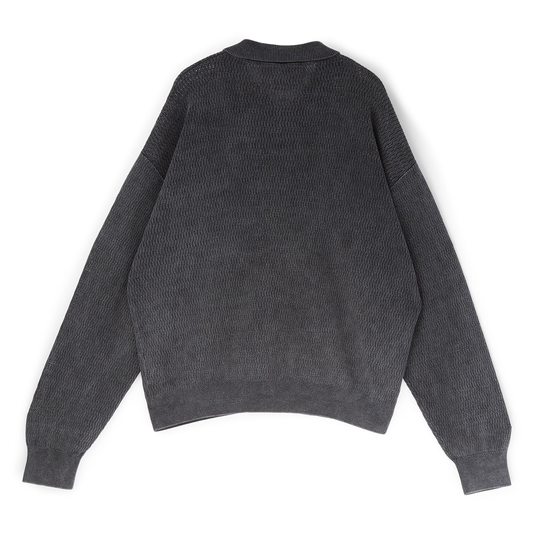 Brain Dead Pigment Dye Long Sleeve Polo Sweater (Ink) Top