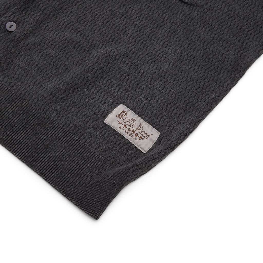 Brain Dead Pigment Dye Long Sleeve Polo Sweater (Ink) Top