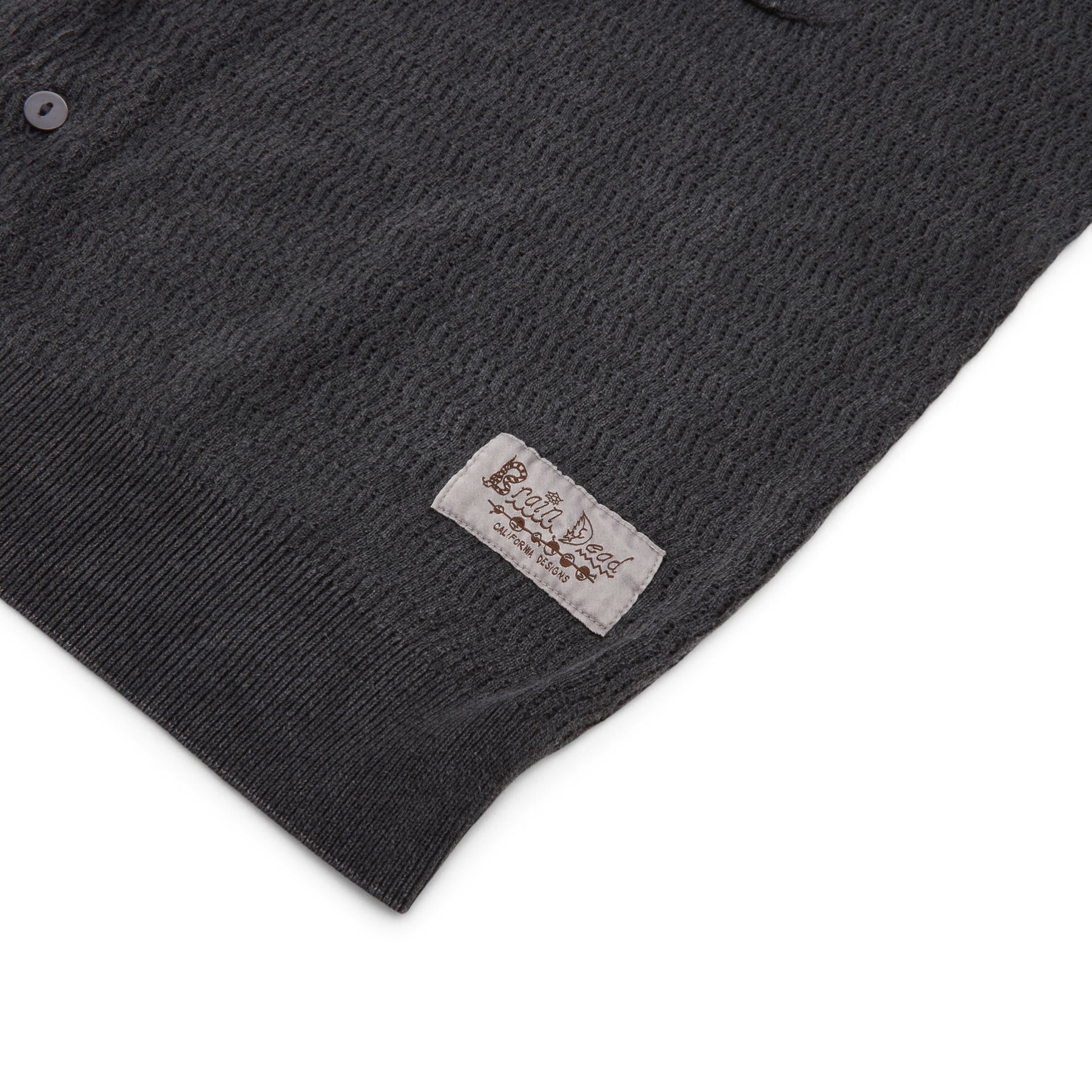 Brain Dead Pigment Dye Long Sleeve Polo Sweater (Ink) Top