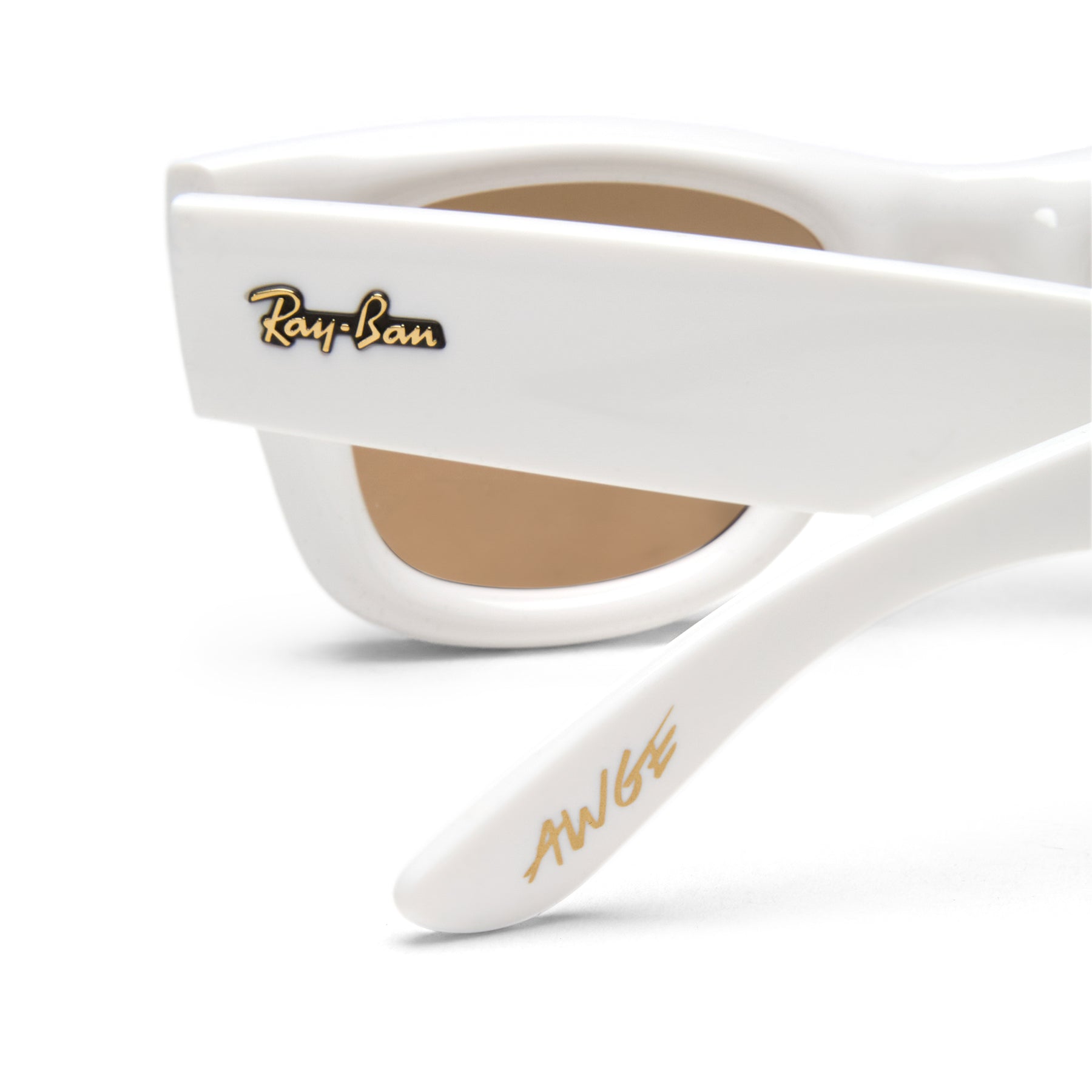 A$AP Rocky x Ray-Ban Wayfarer Puffer (White/Dark Brown Mirror Rose Gold)