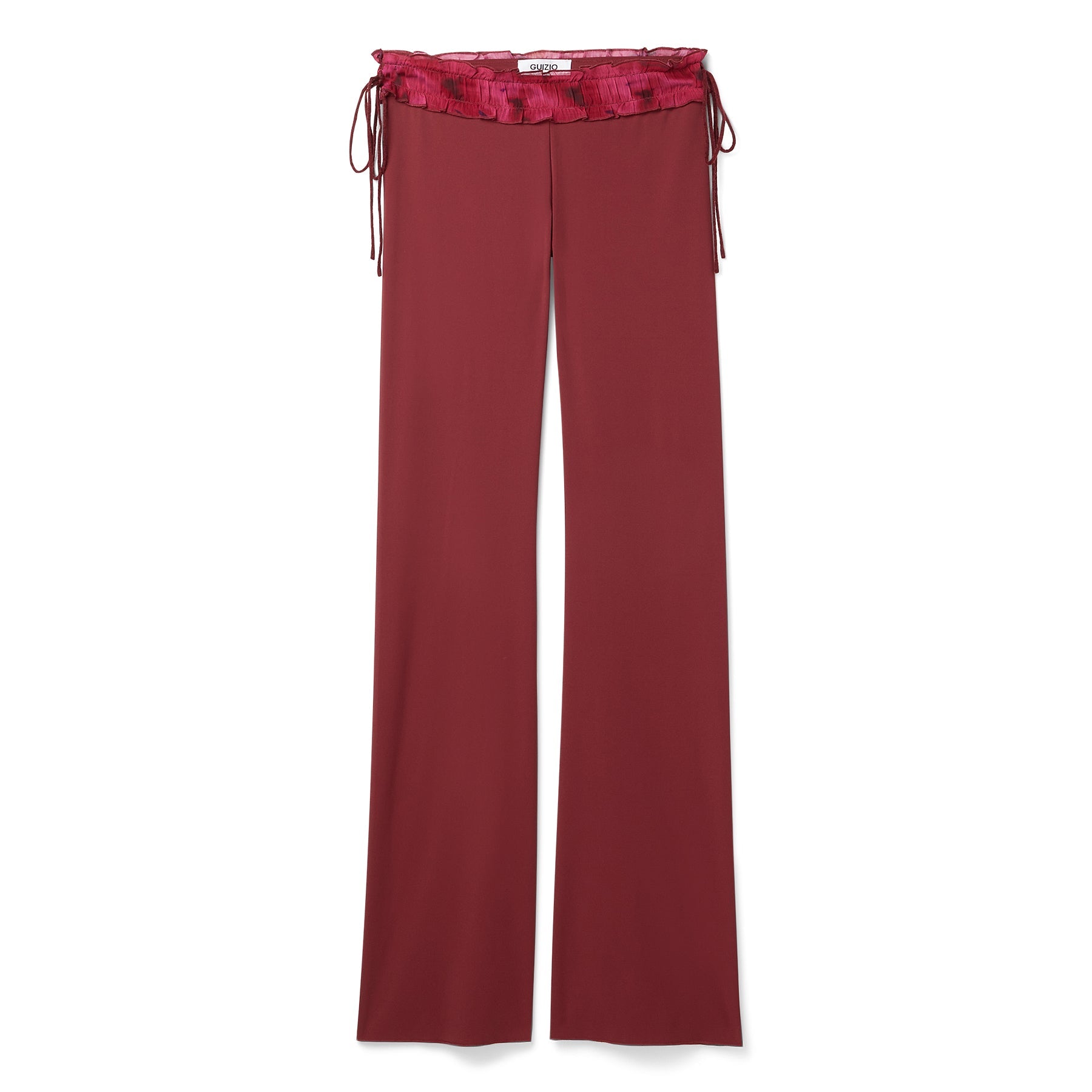 Danielle Guizio Ruched Side Tie Stretch Pant (Bordeaux) Trousers