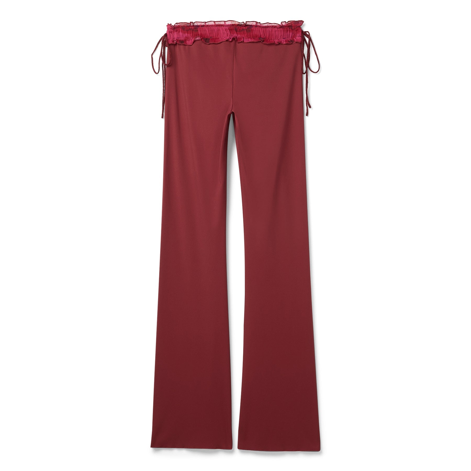 Danielle Guizio Ruched Side Tie Stretch Pant (Bordeaux) Trousers