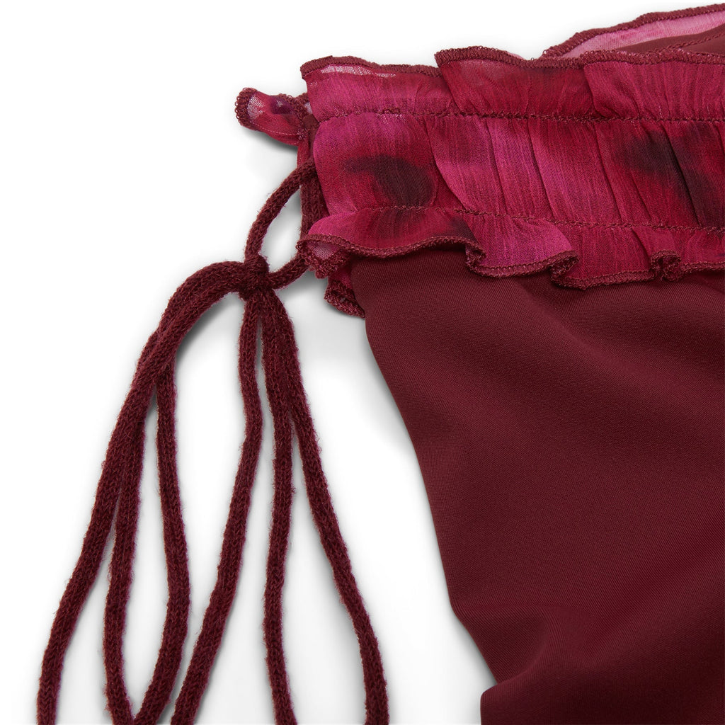Danielle Guizio Ruched Side Tie Stretch Pant (Bordeaux) Trousers