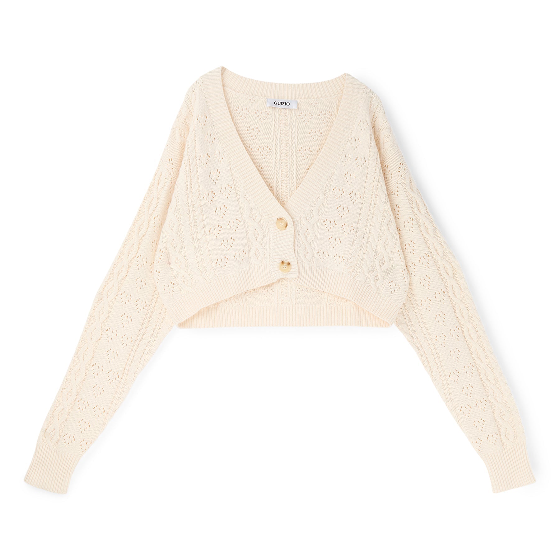 Danielle Guizio Noah Cable Crop Cardigan (Snow white) Top