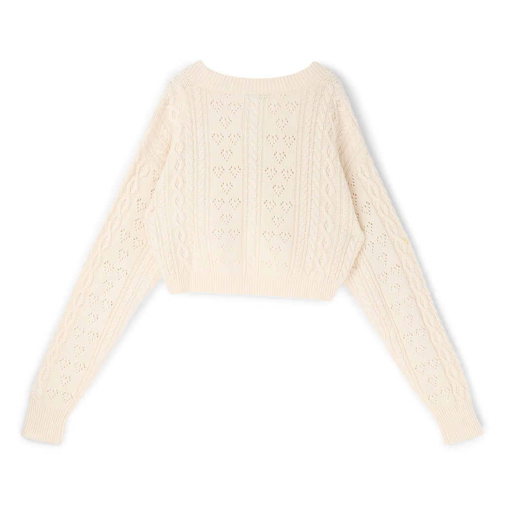 Danielle Guizio Noah Cable Crop Cardigan (Snow white) Top