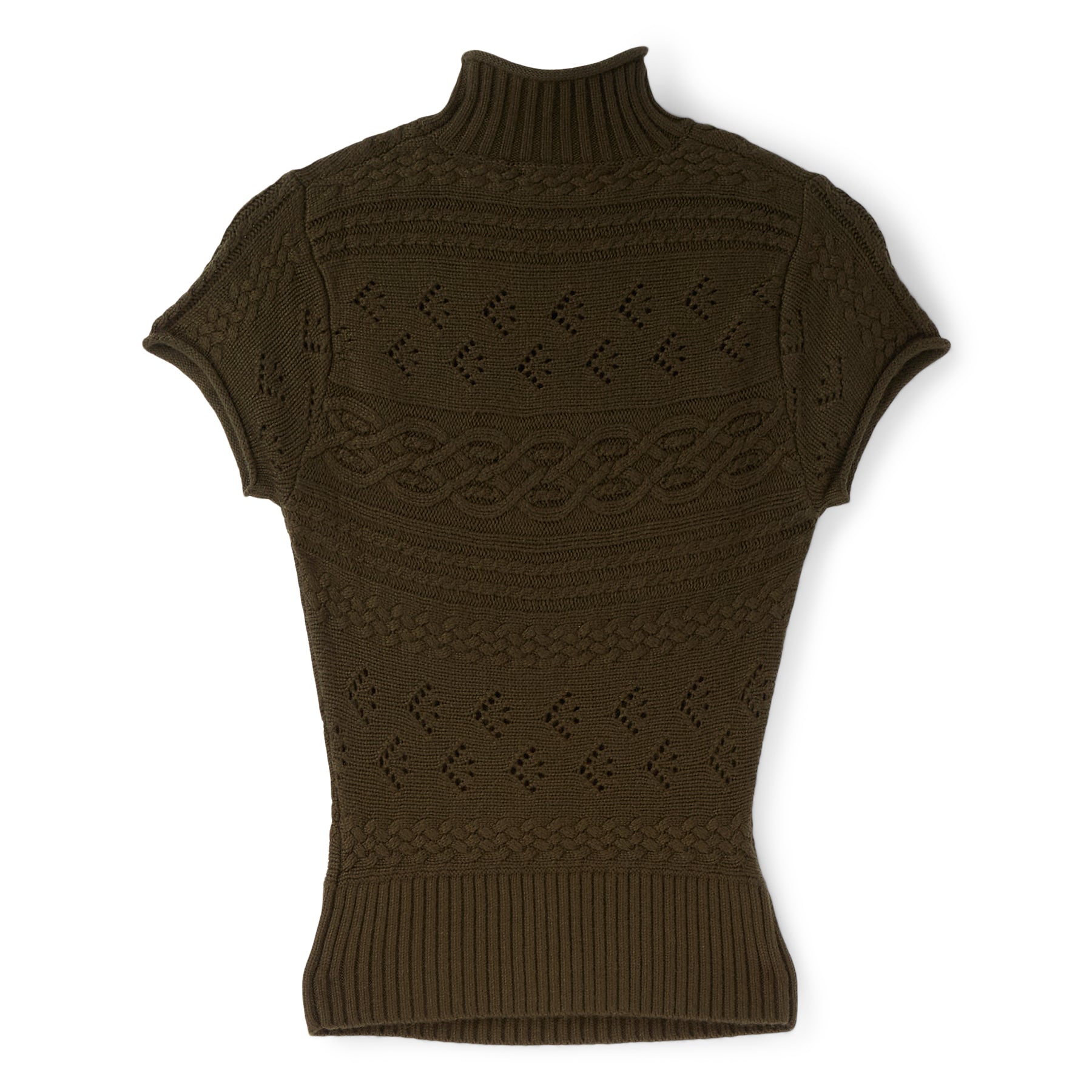 Danielle Guizio Vivienne Short Sleeve Turtleneck (Dark olive) Top