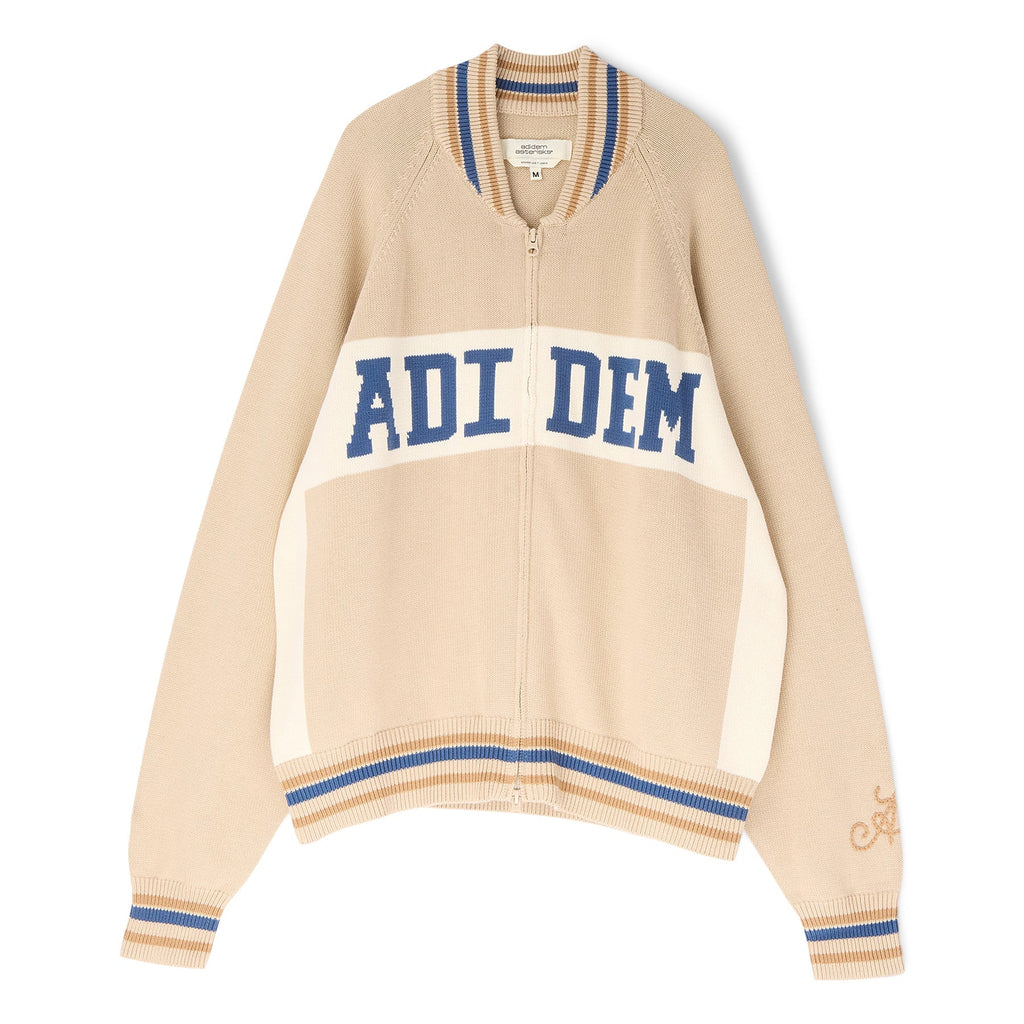 Adidem Asterisks Knit Sport Zip Up Sweater (Beige) Top