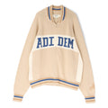 Adidem Asterisks Knit Sport Zip Up Sweater (Beige) Top