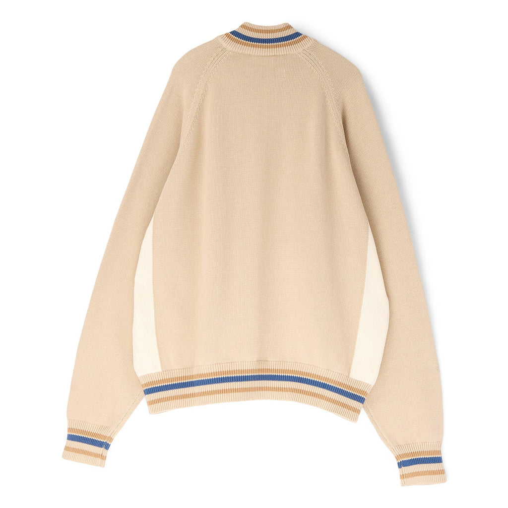 Adidem Asterisks Knit Sport Zip Up Sweater (Beige) Top
