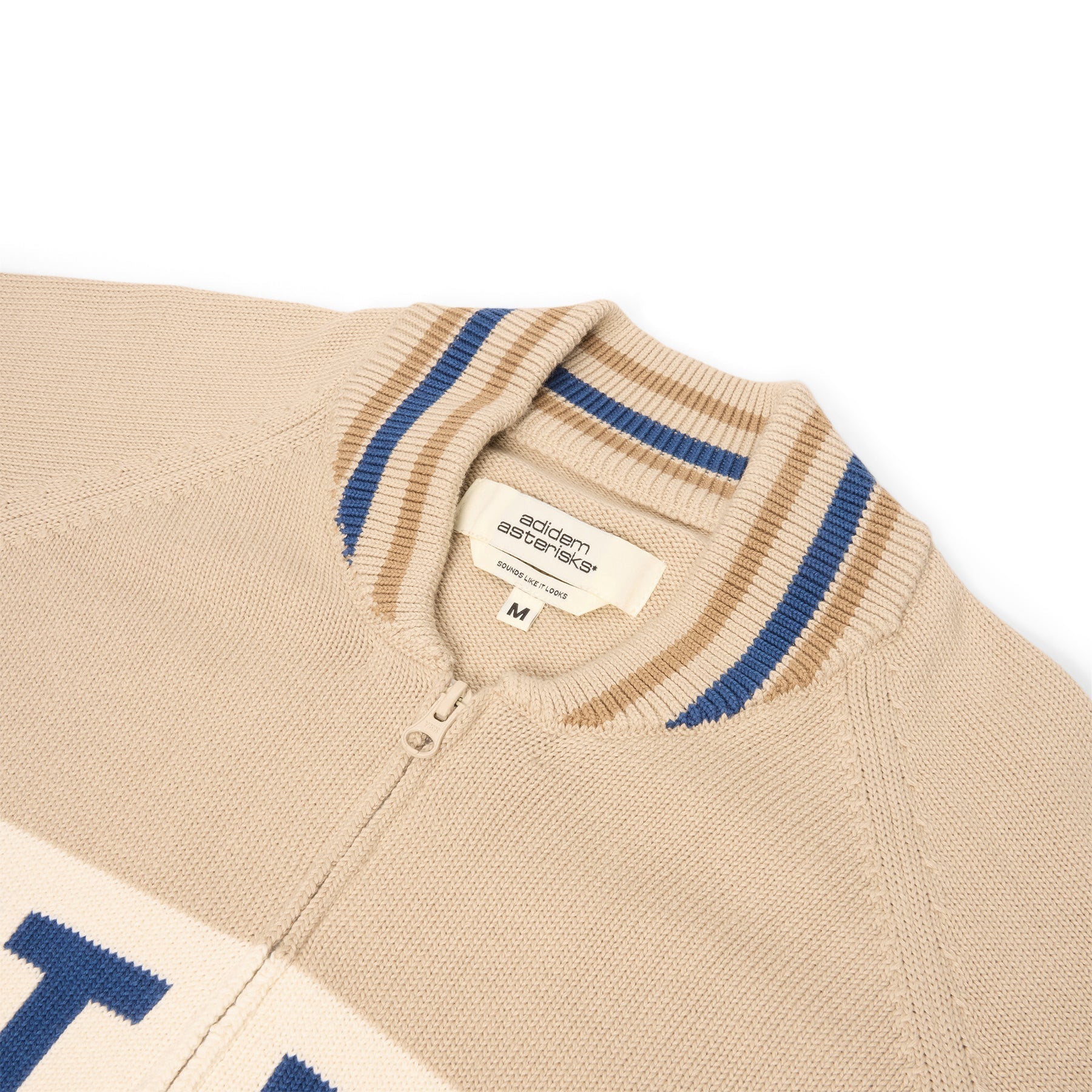 Adidem Asterisks Knit Sport Zip Up Sweater (Beige) Top
