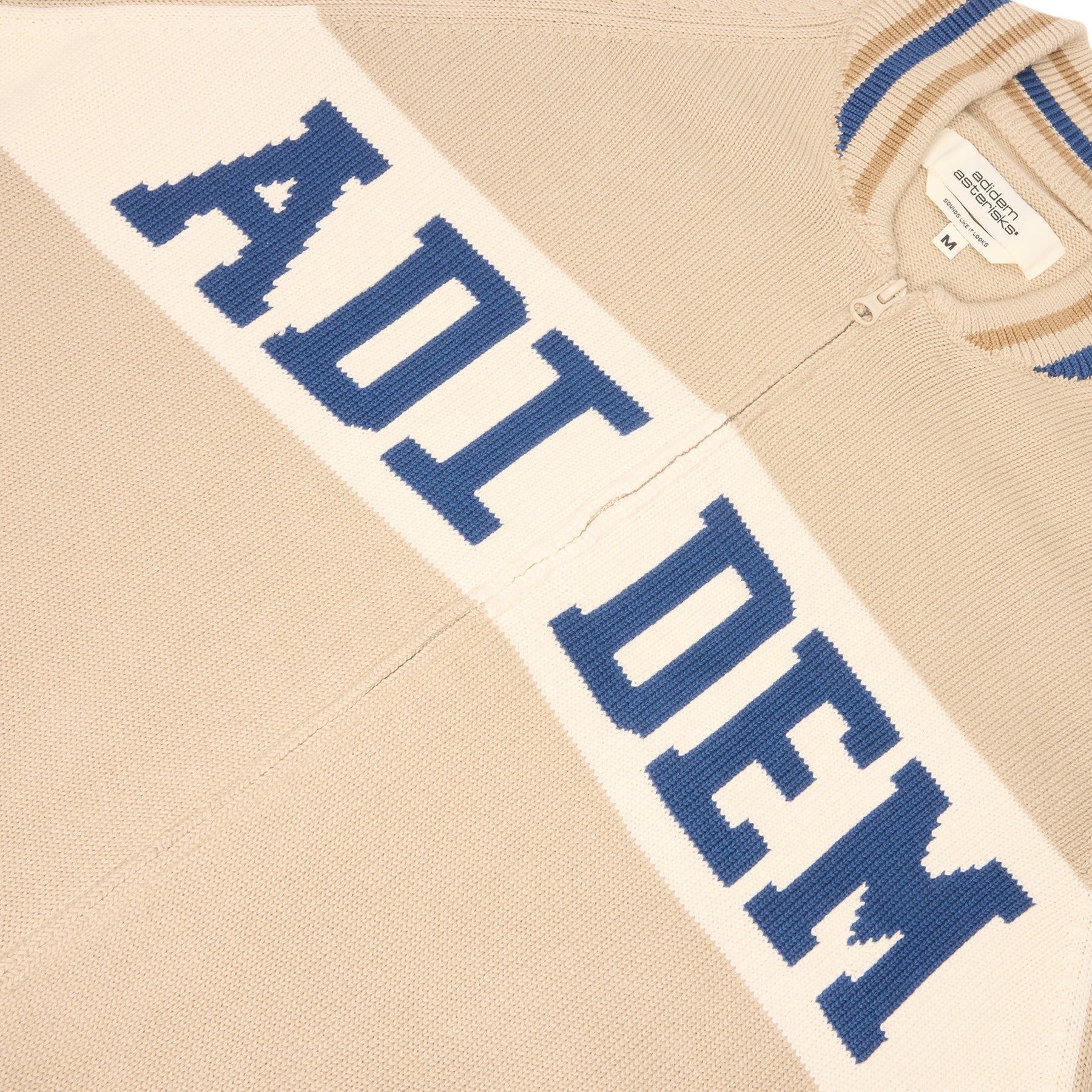 Adidem Asterisks Knit Sport Zip Up Sweater (Beige) Top